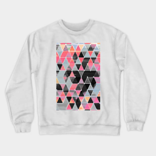 Winter Sunset - triangles in black & pink Crewneck Sweatshirt by micklyn